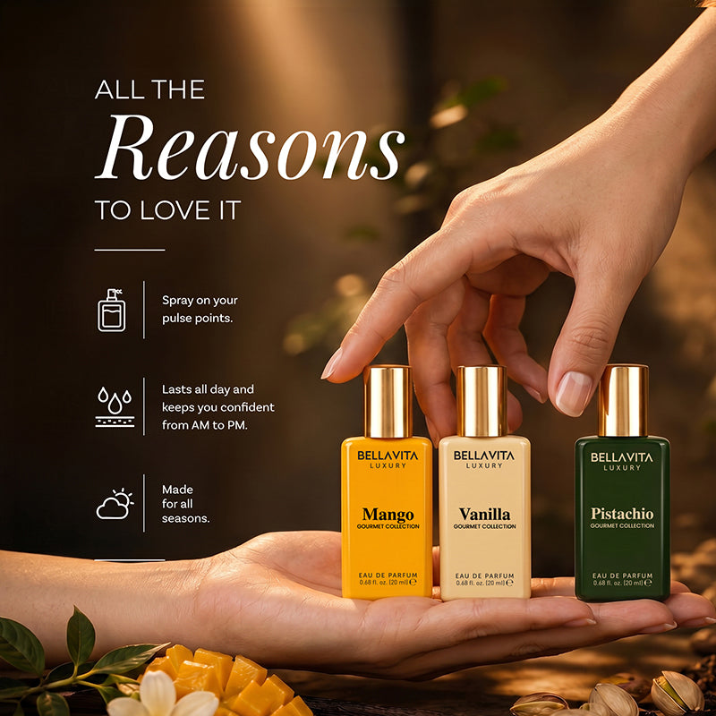 Gourmand Collection Gift Set | Vanilla, Pistachio &amp; Mango | Sweet Summer Scents | 20ml x 3 BYOB